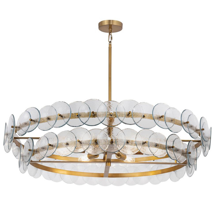 Loren 42 Inch 8 Light Multi-Tier Chandelier – Weathered Brass