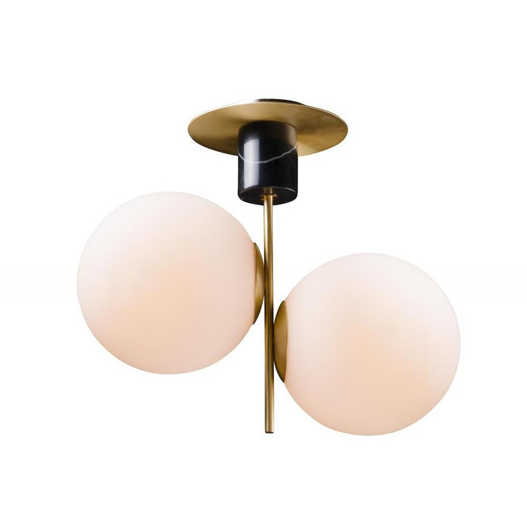 Vesper 9.75 Inch Semi Flush Mount Light – Satin Brass / Black