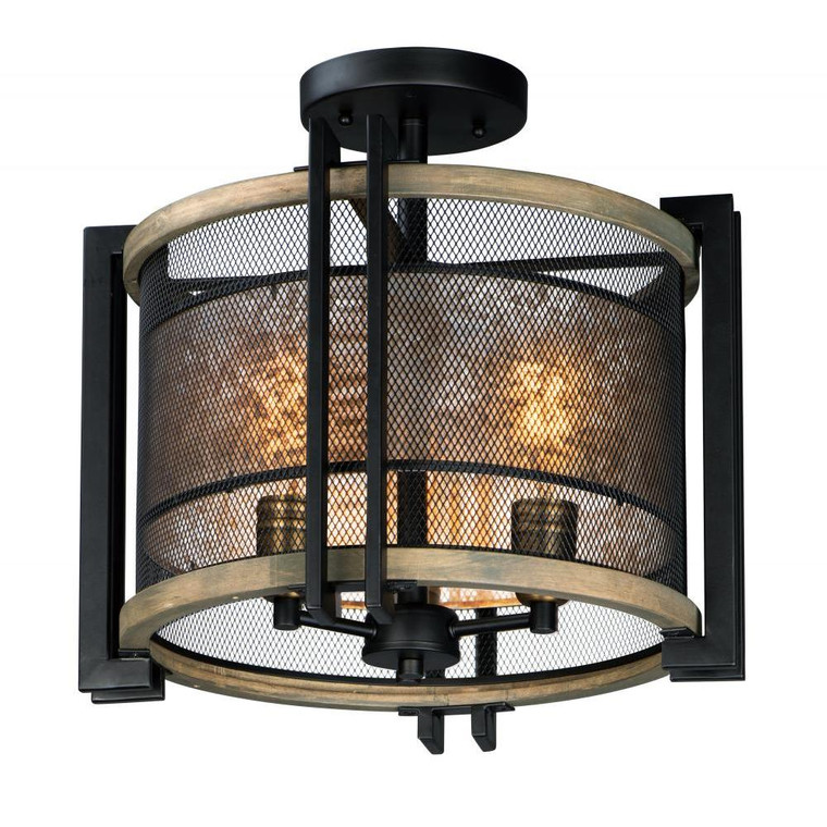 Boundry 16.5 Inch Flush Mount Light – Black / Barn Wood / Antique Brass