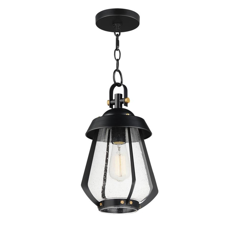 Mariner-Outdoor Pendant - Black / Antique Brass