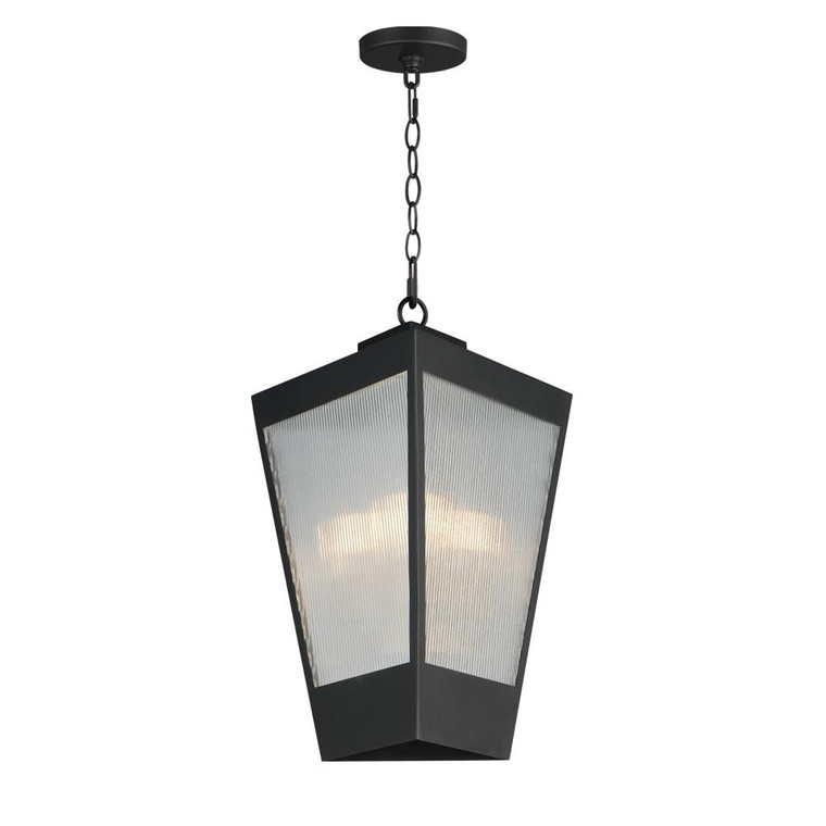 Triform-Outdoor Pendant - Black / Antique Brass