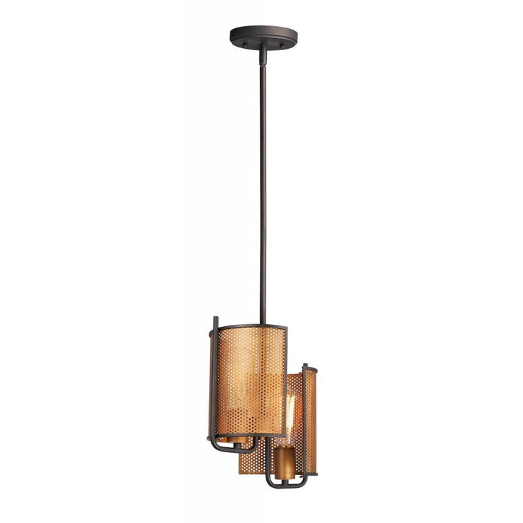 Caspian 9 Inch 2 Light Pendant – Oil Rubbed Bronze / Antique Brass