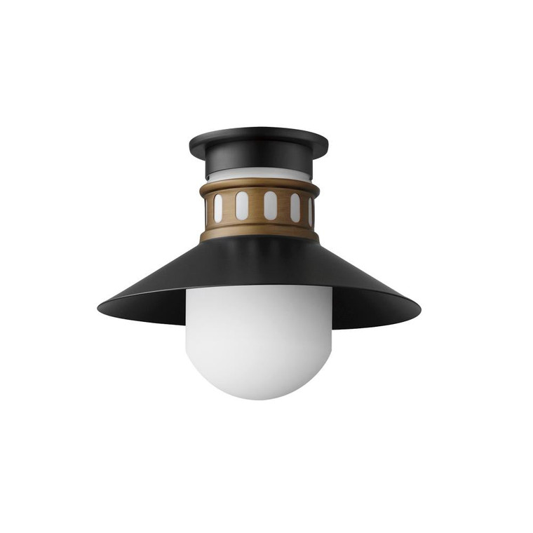 Admiralty 12 Inch Flush Mount Light – Black / Antique Brass