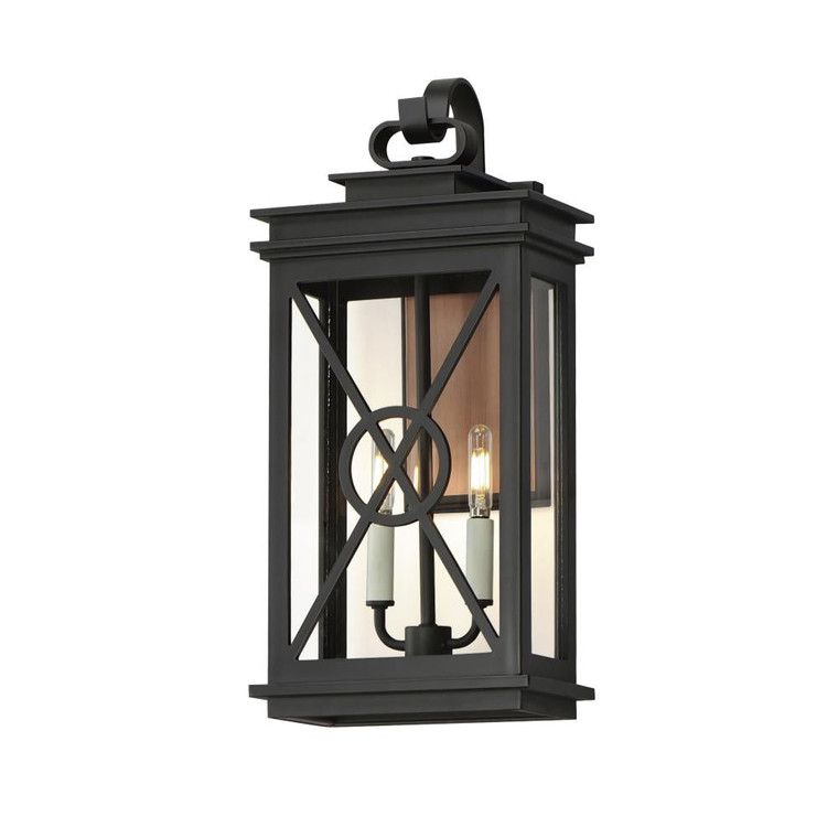10 Inch Outdoor Wall Sconce – Black/Aged Copper