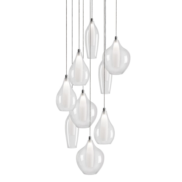 Victoria 9 Head Chrome LED Multi Pendant