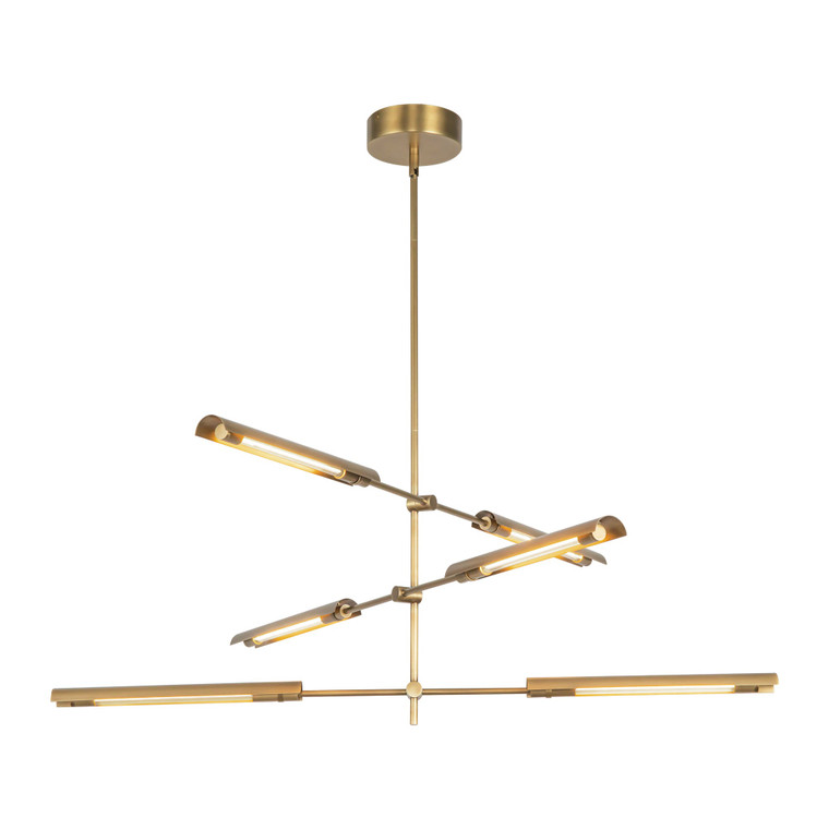 Astrid 6 Head Metal Shade/Vintage Brass LED Multi Pendant