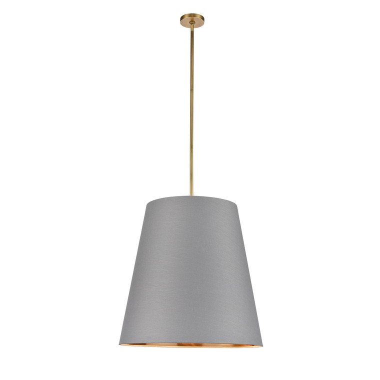 Calor 25-in Gray Linen With Gold Parchment/Vintage Brass 3 Lights Pendant