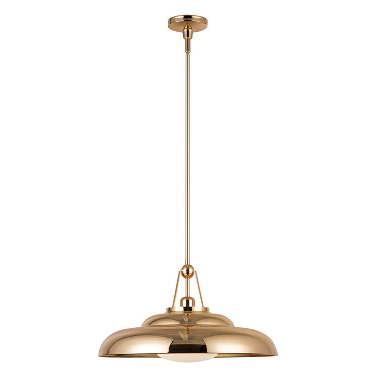 Palmetto 20-in Polished Brass/Glossy Opal 1 Light Pendant