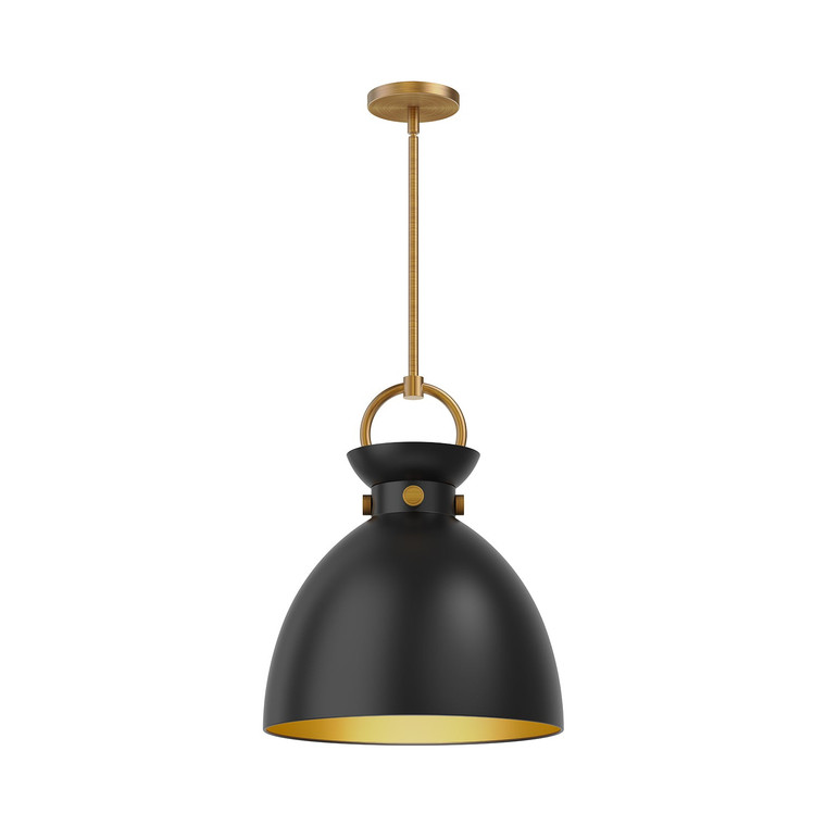 Waldo 14-in Aged Gold/Matte Black 1 Light Pendant