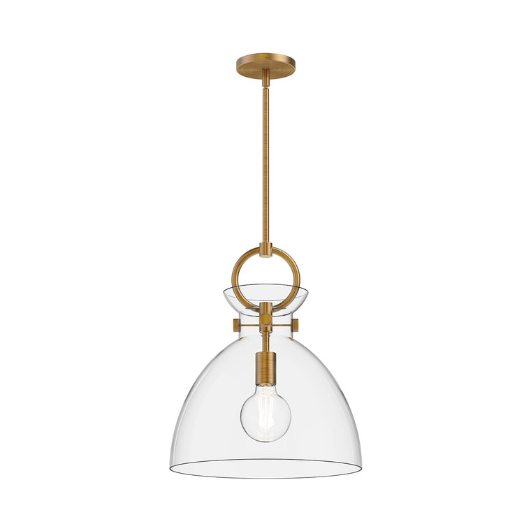 Waldo 14-in Aged Gold/Clear 1 Light Pendant
