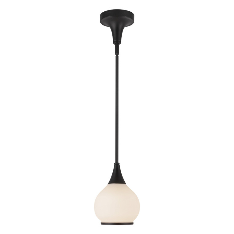 Hazel 6-in Matte Black/Opal Matte Glass 1 Light Pendant