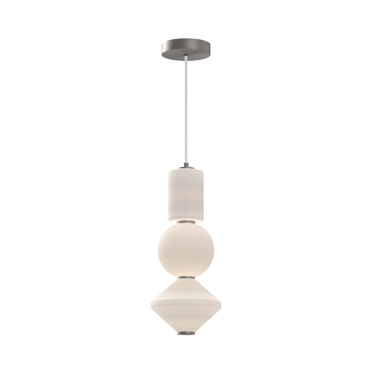 Bijou 8-in Brushed Nickel/Opal Matte Glass LED Pendant