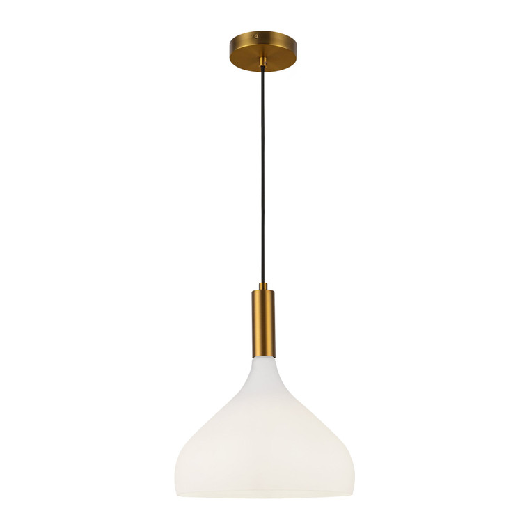Belleview 12-in Aged Brass/Opal Glass 1 Light Pendant