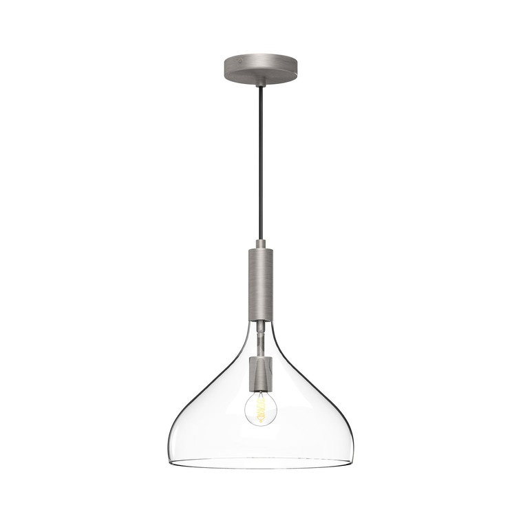 Belleview 12-in Brushed Nickel/Clear Glass 1 Light Pendant