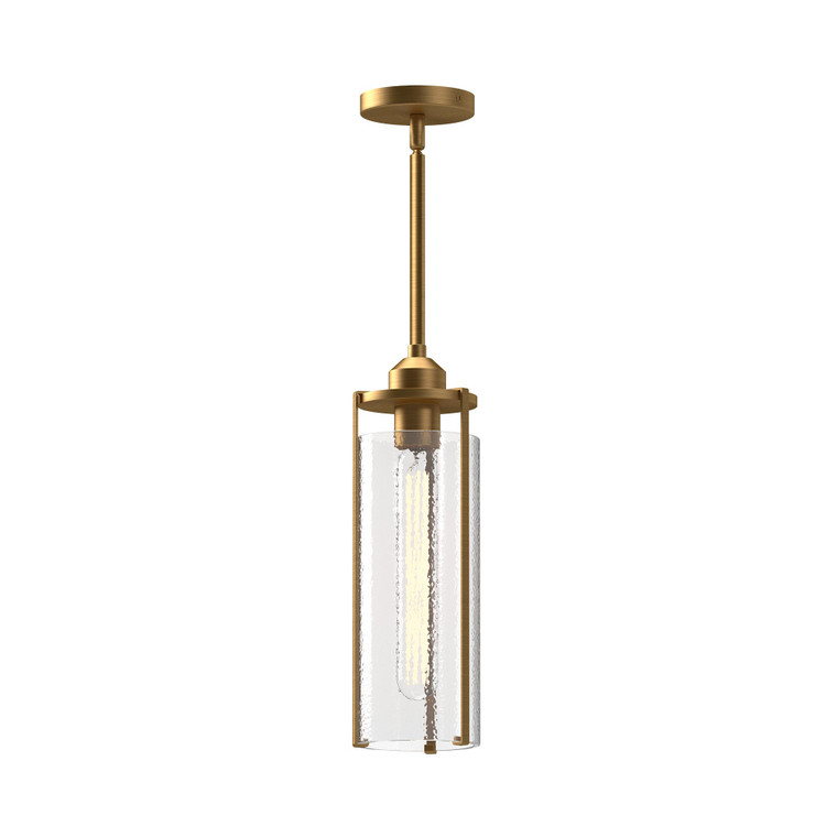 Belmont 5-in Aged Gold/Clear Water Glass 1 Light Pendant