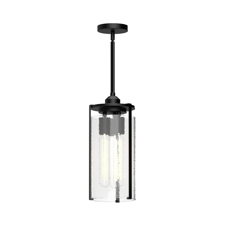 Belmont 7-in Clear Water Glass/Matte Black 3 Lights Pendant