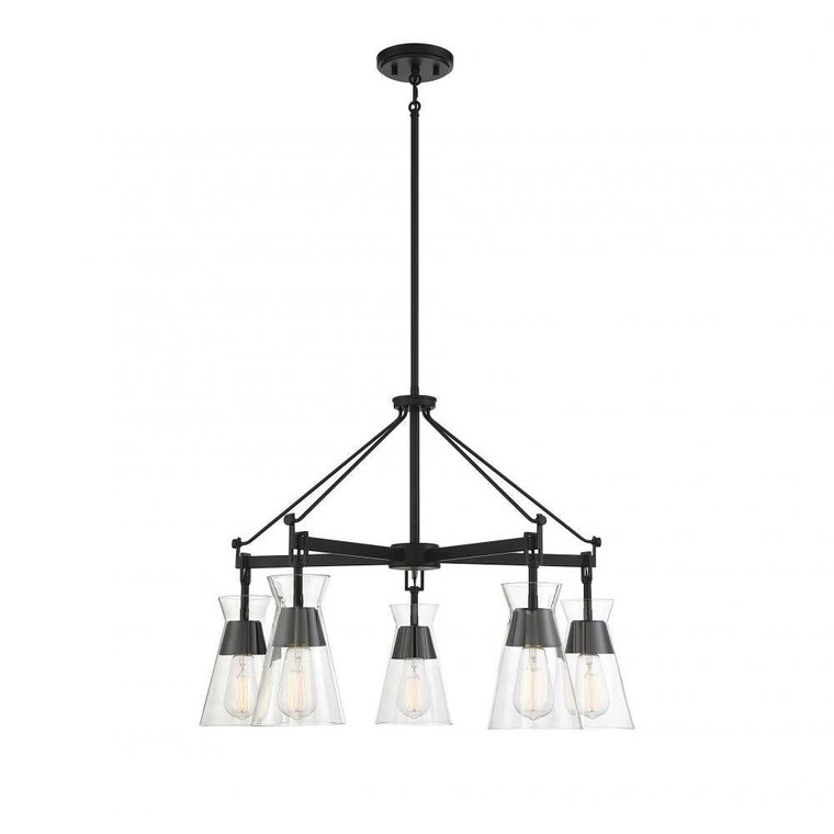 Savoy House Lakewood 1-1832-5-89 28 Inch 5 Light Matte Black Chandelier Dry Rated