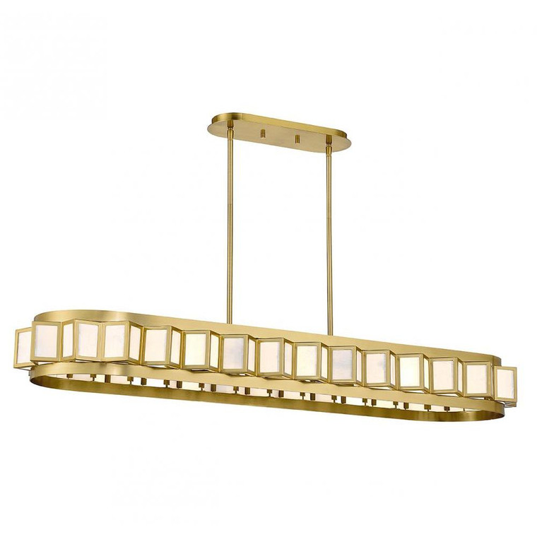Savoy House Gideon 1-3165-8-322 14 Inch 8 Light Warm Brass Linear Chandelier Dry Rated