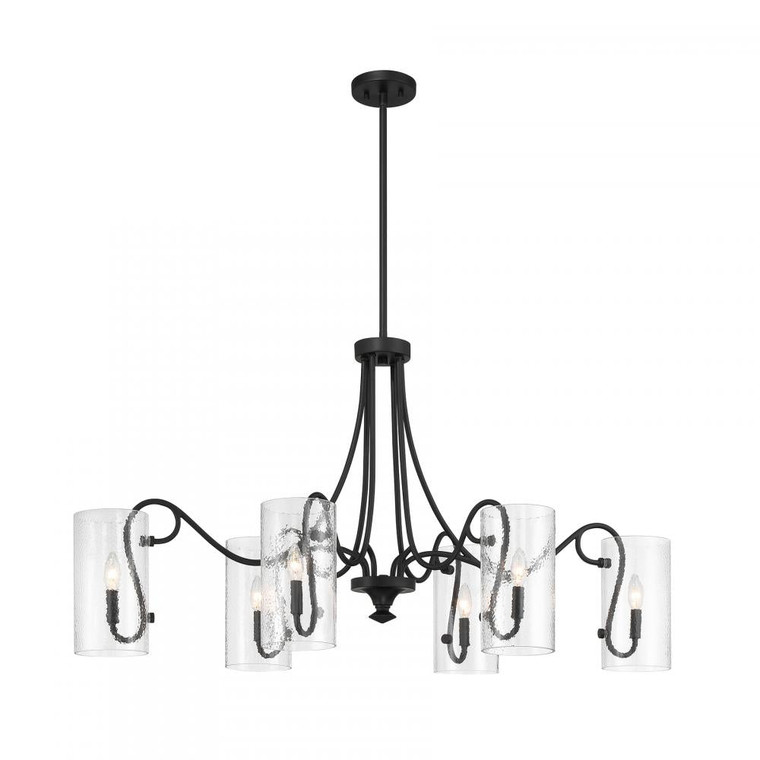 Savoy House Calgary 1-4571-6-89 25 Inch 6 Light Matte Black Linear Chandelier Dry Rated