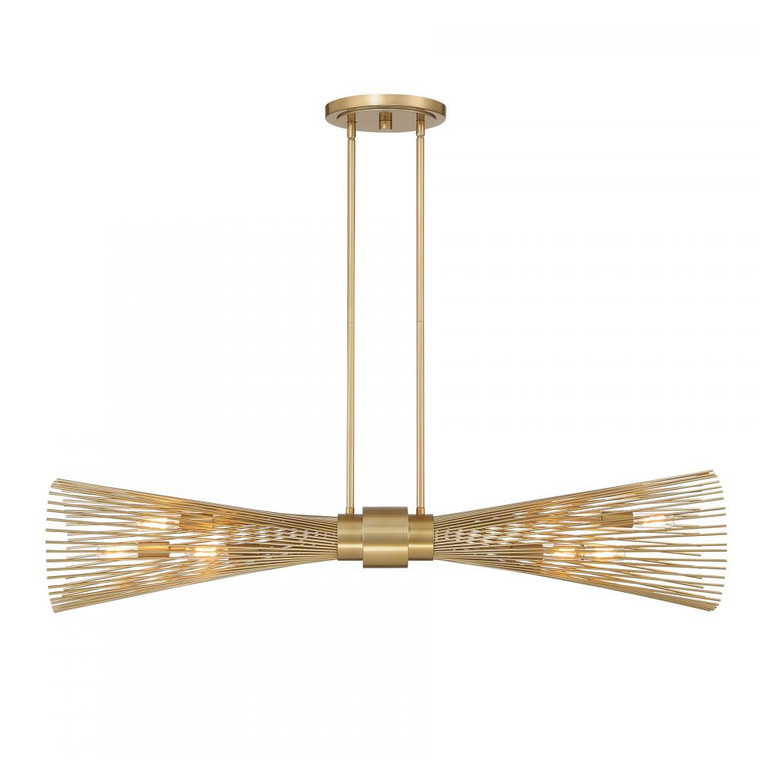 Savoy House Longfellow 1-9601-6-171 9 Inch 6 Light Burnished Brass Linear Chandelier Dry Rated