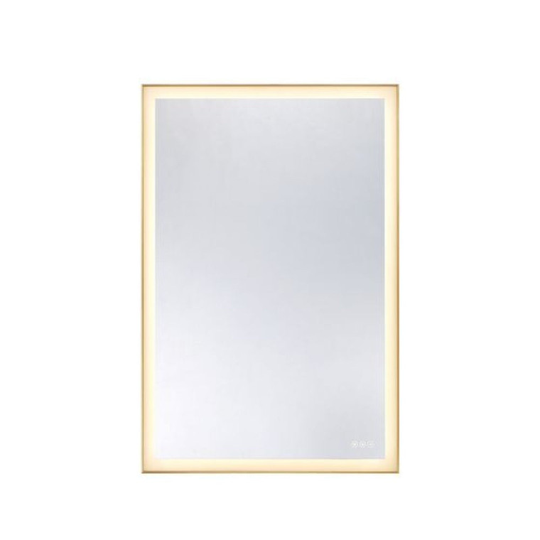 Savoy House Paulding LED Rectangle Frontlit Mirror with Gold Frame 2-1234-48X32 48 Inch LED Gold Mirror Damp Rated