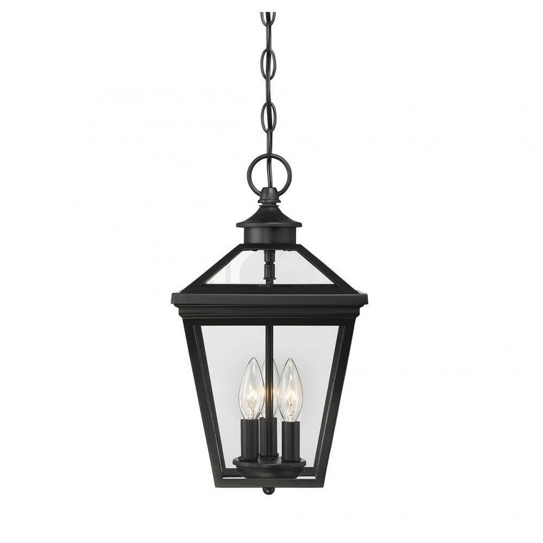 Savoy House Ellijay 5-146-BK 9 Inch 3 Light Black Outdoor Hanging Pendant Light Damp Rated