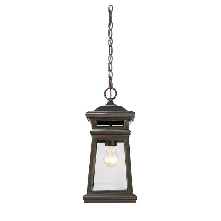 Savoy House Taylor 5-243-213 8 Inch 1 Light English Bronze with Gold Outdoor Hanging Pendant Light Damp Rated