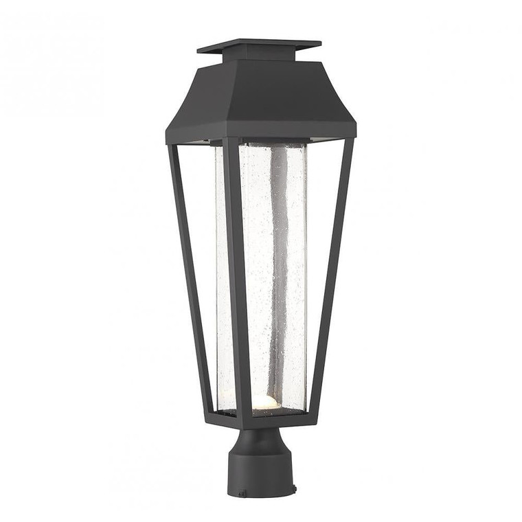 Savoy House Brookline LED Outdoor Post Lantern 5-356-BK 7 Inch LED Matte Black Outdoor Post Light Fixture Wet Rated