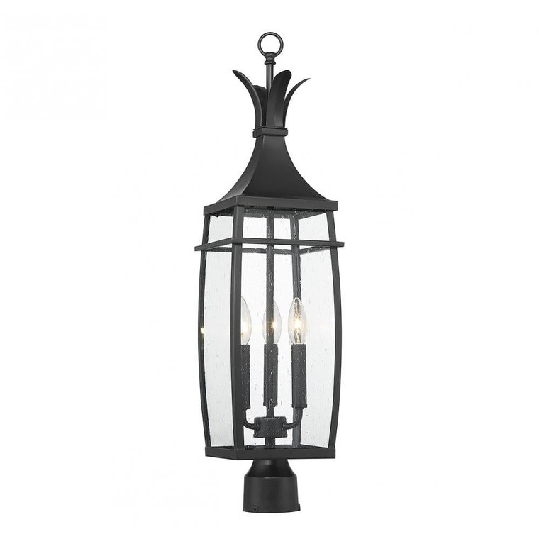 Savoy House Montpelier 5-769-BK 7 Inch 3 Light Matte Black Outdoor Post Light Fixture Wet Rated