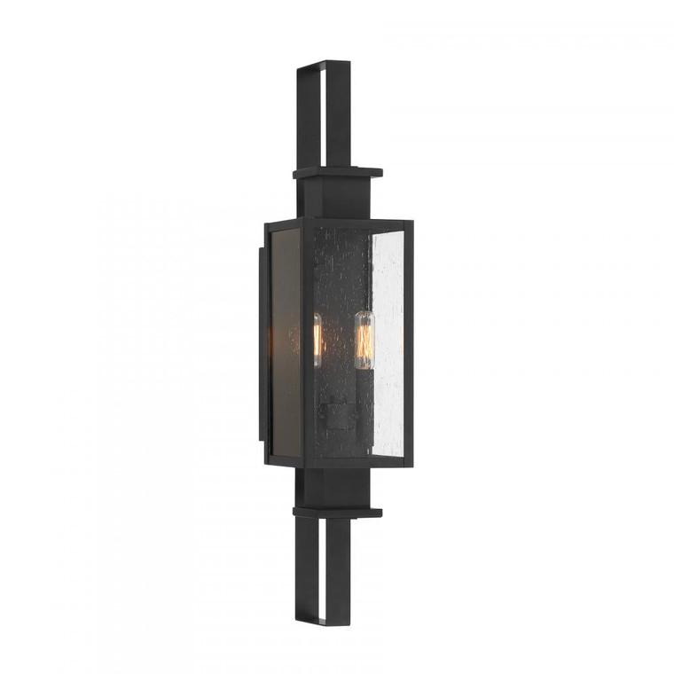 Savoy House Ascott 5-826-BK 5 Inch 2 Light Matte Black Outdoor Wall Sconce Light Wet Rated