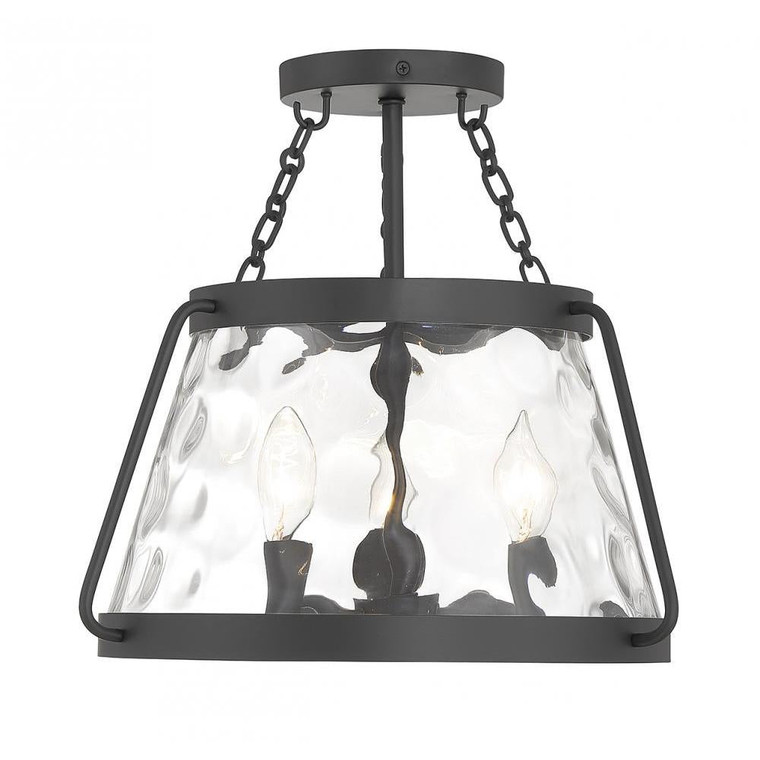 Savoy House Crawford 6-1802-3-89 15 Inch 3 Light Matte Black Semi-Flush Dry Rated
