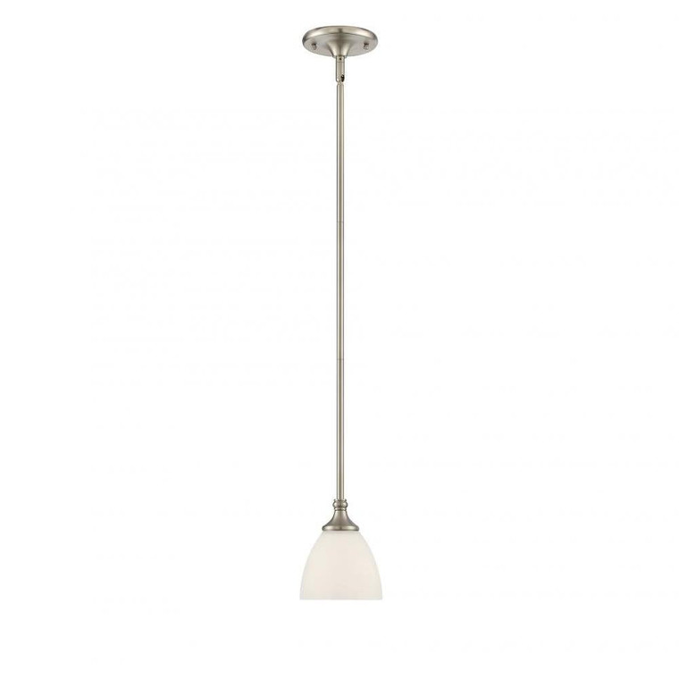 Savoy House Herndon 7-1010-1-SN 5 Inch 1 Light Satin Nickel Mini Pendant Light – Kitchen Island Lighting Dry Rated