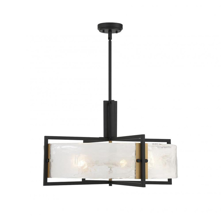 Savoy House Hayward 7-1696-5-143 28 Inch 5 Light Matte Black with Warm Brass Accents Pendant Dry Rated