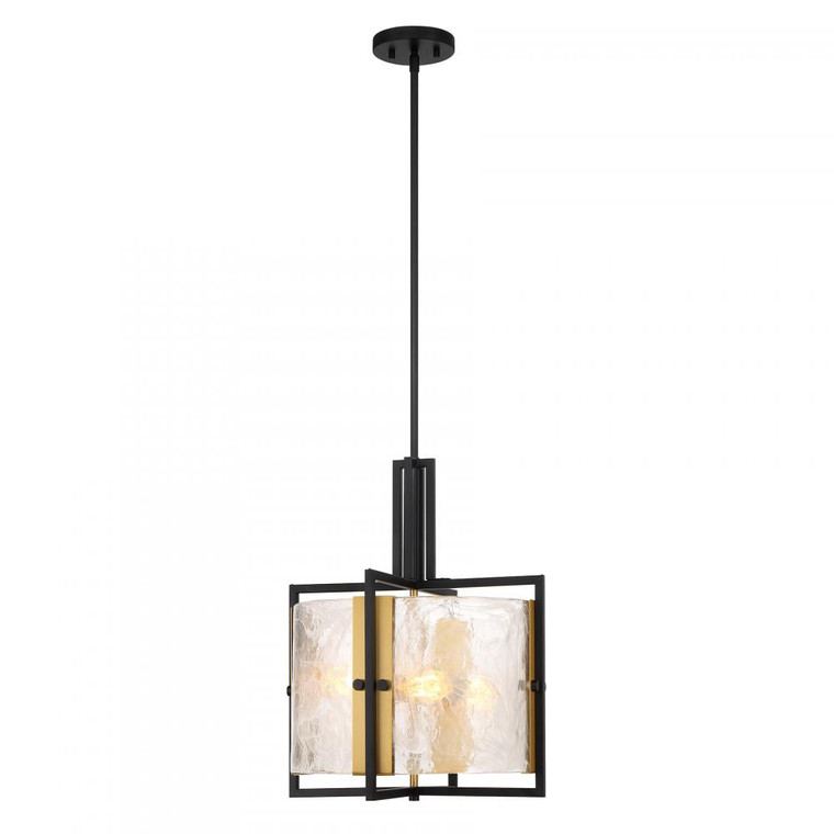 Savoy House Hayward 7-1699-3-143 16 Inch 3 Light Matte Black with Warm Brass Accents Pendant Dry Rated