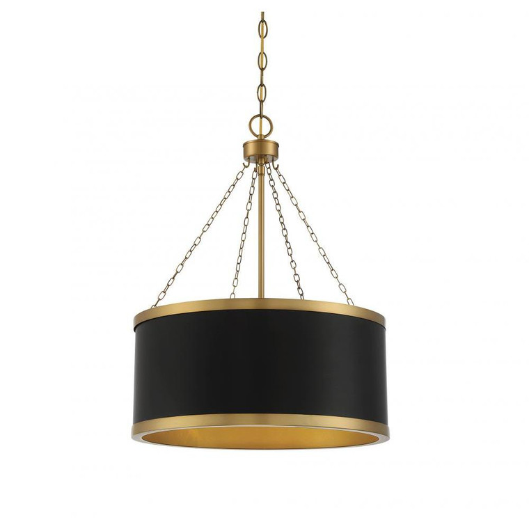 Savoy House Delphi 7-188-6-143 19 Inch 6 Light Black with Warm Brass Accents Pendant Dry Rated