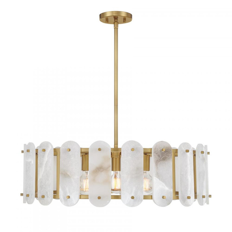 Savoy House Antolini 7-2911-5-322 28 Inch 5 Light Warm Brass Pendant Dry Rated