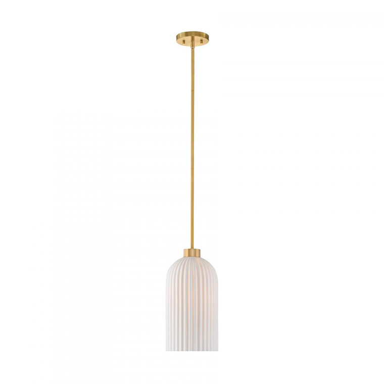 Savoy House Isla Blanca 7-3171-1-322 8 Inch 1 Light Warm Brass Pendant Dry Rated