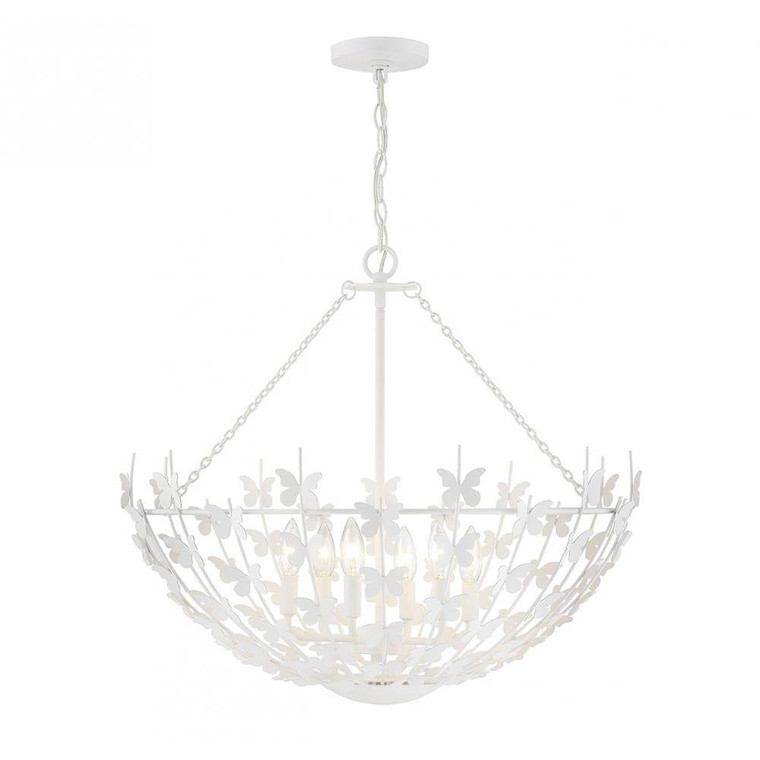 Savoy House Birch 7-4199-6-83 28 Inch 6 Light Bisque White Pendant Dry Rated