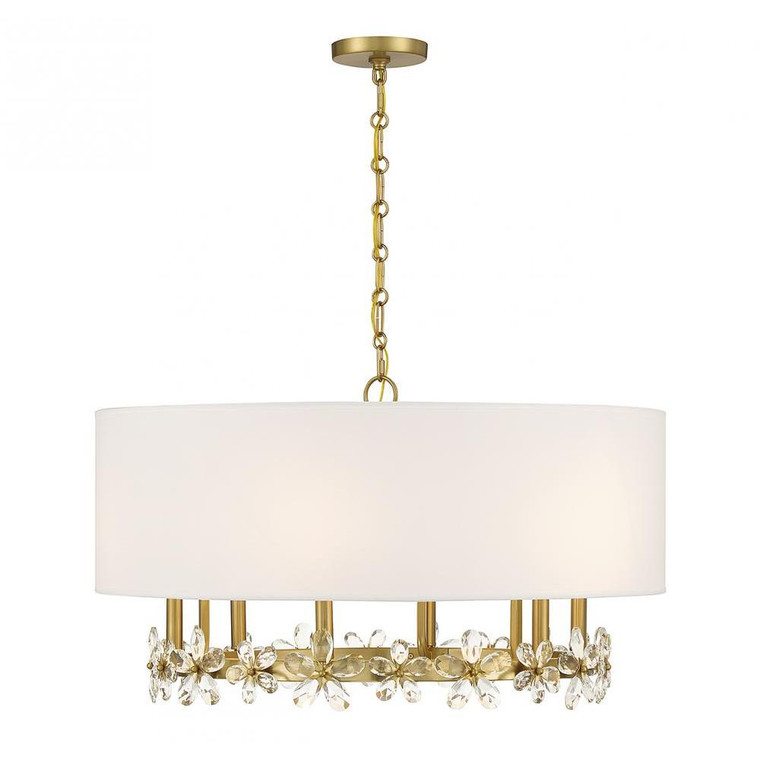 Savoy House Dahlia 7-4368-6-322 30 Inch 6 Light Warm Brass Pendant Dry Rated