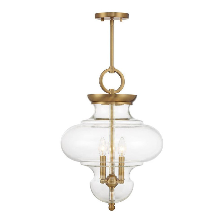 Savoy House Bergdorf 7-5801-3-322 15 Inch 3 Light Warm Brass Pendant Dry Rated