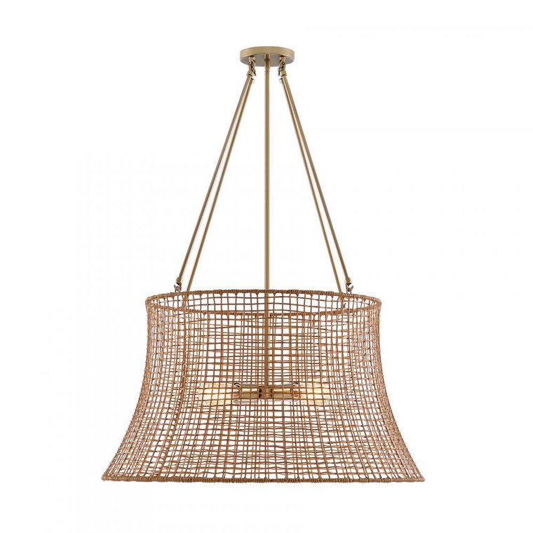 Savoy House Longleaf 7-6192-4-171 28 Inch 4 Light Burnished Brass Outdoor  Chandelier Damp Rated