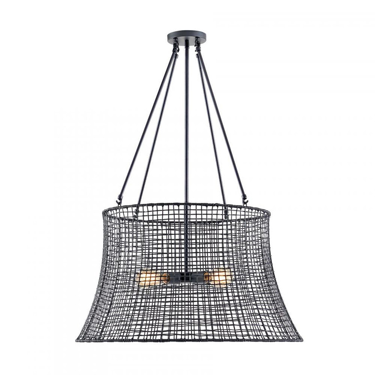 Savoy House Longleaf 7-6192-4-89 28 Inch 4 Light Matte Black Outdoor  Chandelier Damp Rated