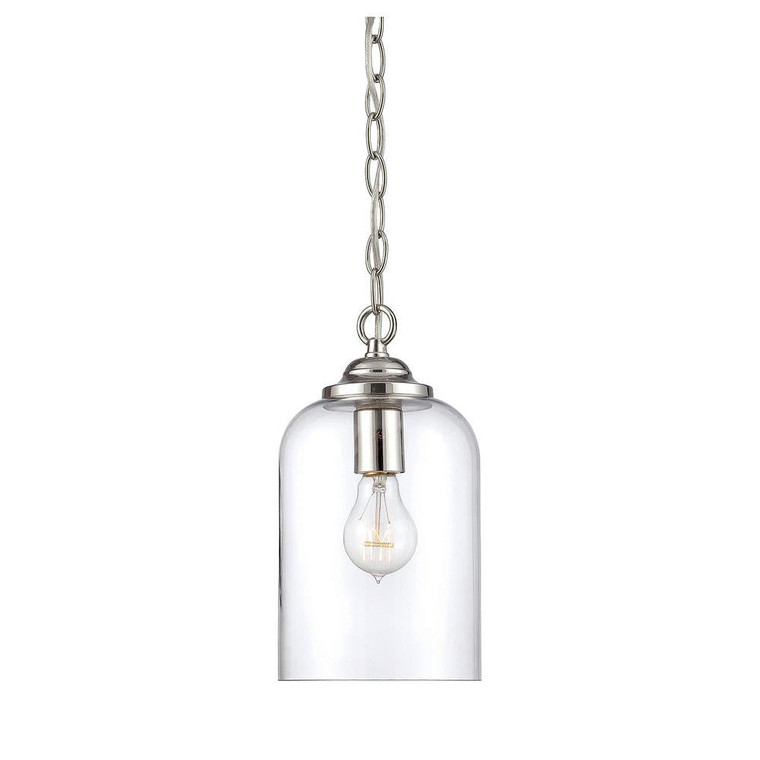 Savoy House Bally 7-700-1-109 6 Inch 1 Light Polished Nickel Pendant Dry Rated