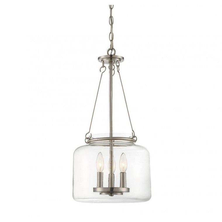 Savoy House Akron 7-9006-3-SN 12 Inch 3 Light Satin Nickel Pendant Dry Rated