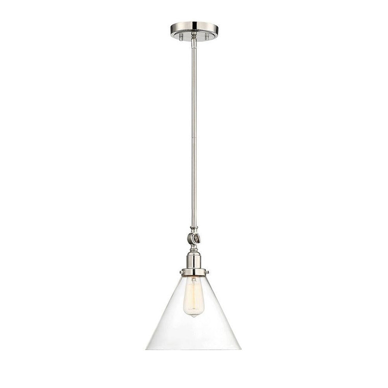 Savoy House Drake 7-9132-1-109 10 Inch 1 Light Polished Nickel Pendant Dry Rated