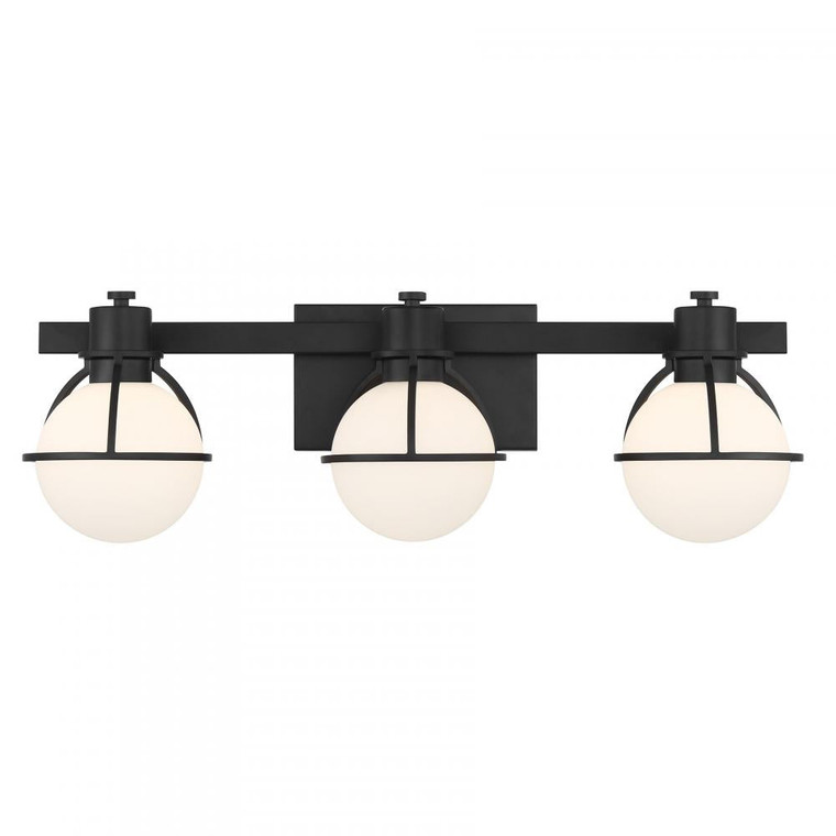 Savoy House Pierce 8-1060-3-BK 24 Inch 3 Light Matte Black Bathroom Vanity Light Damp Rated