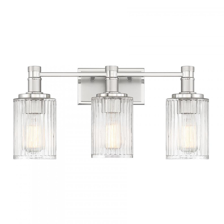 Savoy House Concord 8-1102-3-146 22 Inch 3 Light Silver and Polished Nickel Bathroom Vanity Light Damp Rated