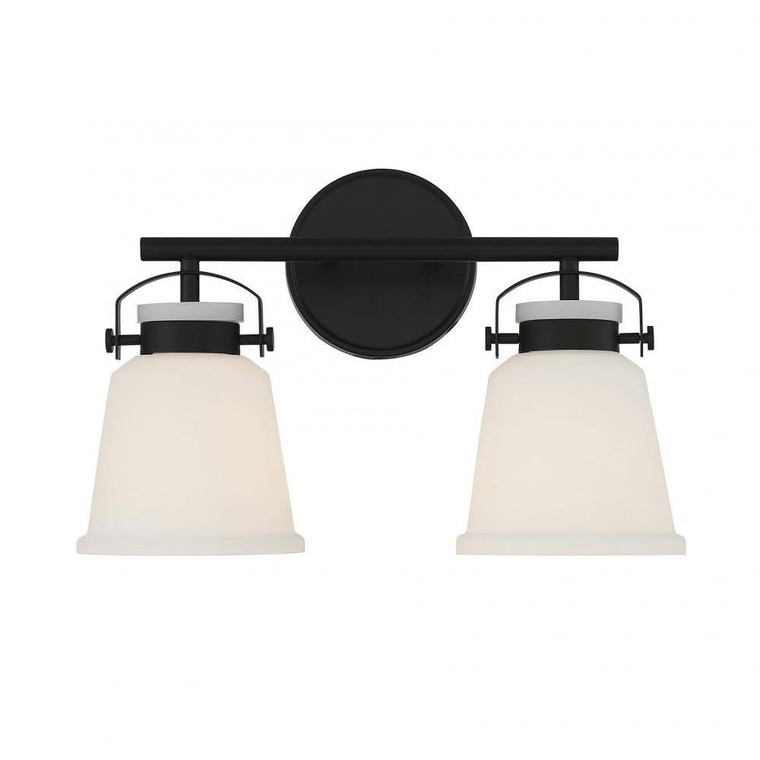 Savoy House Kaden 8-1627-2-BK 16 Inch 2 Light Matte Black Bathroom Vanity Light Damp Rated