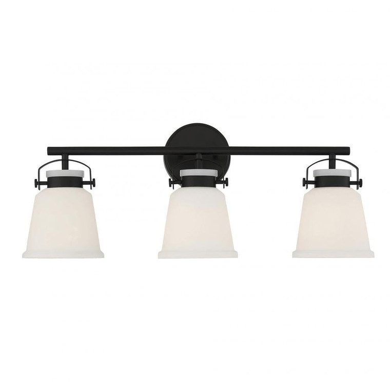 Savoy House Kaden 8-1627-3-BK 26 Inch 3 Light Matte Black Bathroom Vanity Light Damp Rated