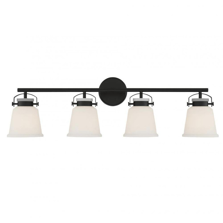 Savoy House Kaden 8-1627-4-BK 34 Inch 4 Light Matte Black Bathroom Vanity Light Damp Rated